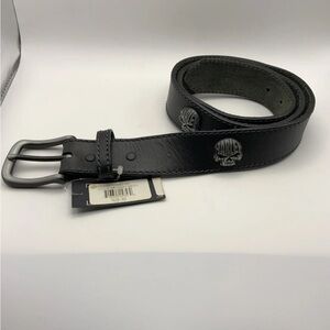 Harley Davidson Belt Mens 40 Black Leather Metal Skull Logo Biker NWT